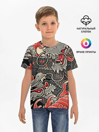 Детская базовая футболка / Dsquared tatoo DRAGON