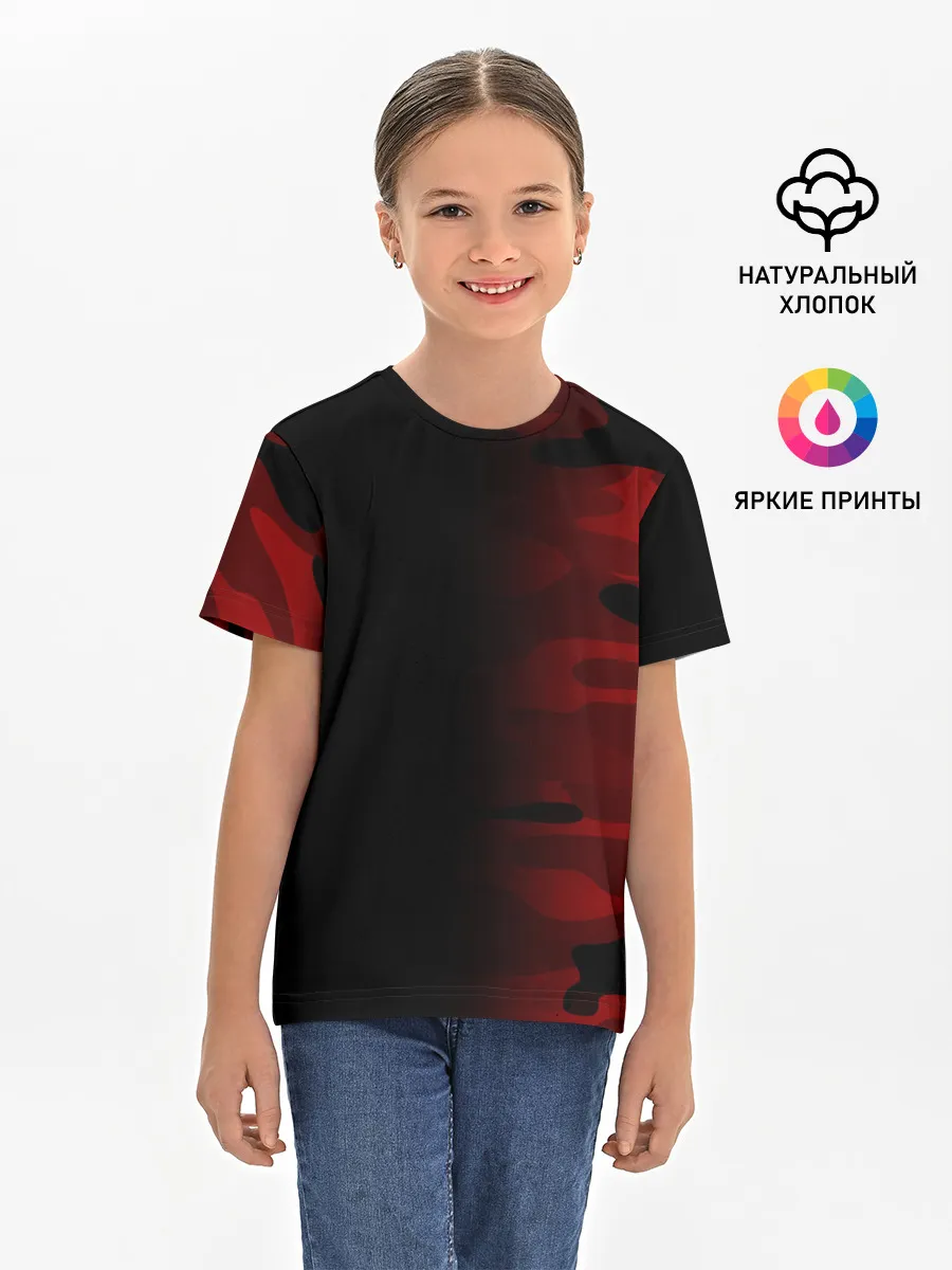 Детская базовая футболка / RED BLACK MILITARY CAMO | КРАСНЫЙ КАМУФЛЯЖ