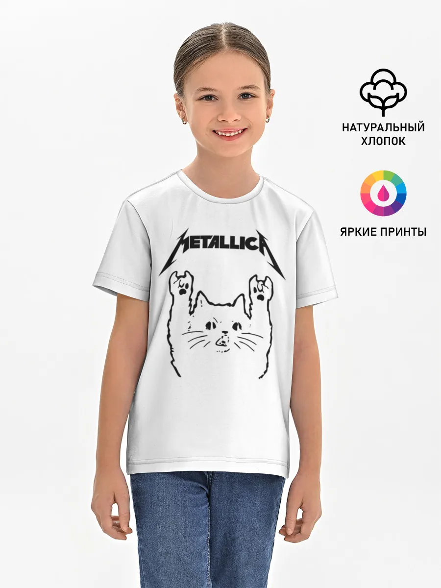 Детская базовая футболка / Metallica / Meowtallica.