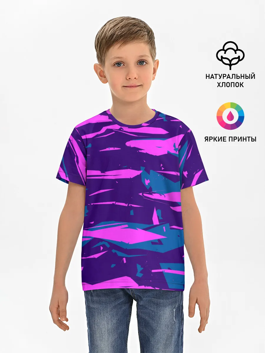 Детская базовая футболка / CYBERSTYLE NEON CAMOUFLAGE