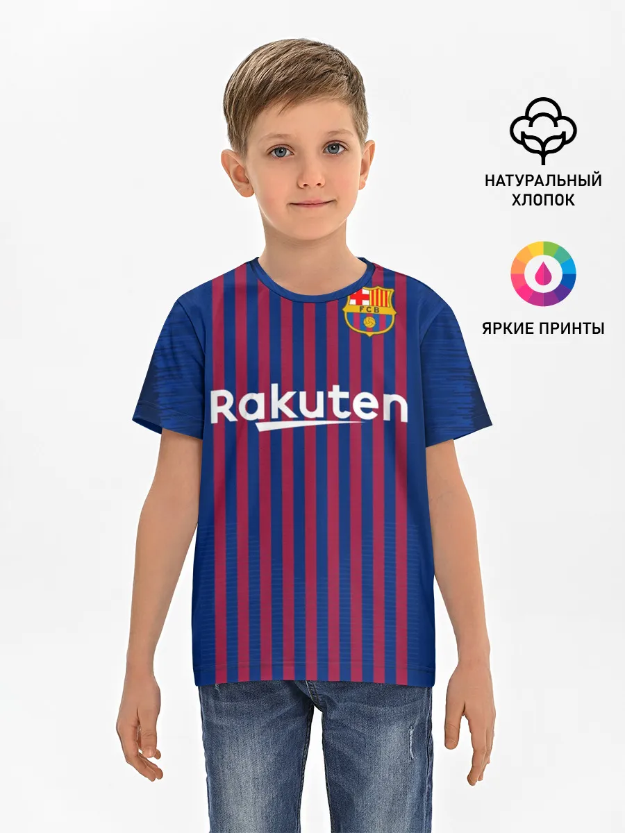 Детская базовая футболка / Barcelona home 18-19