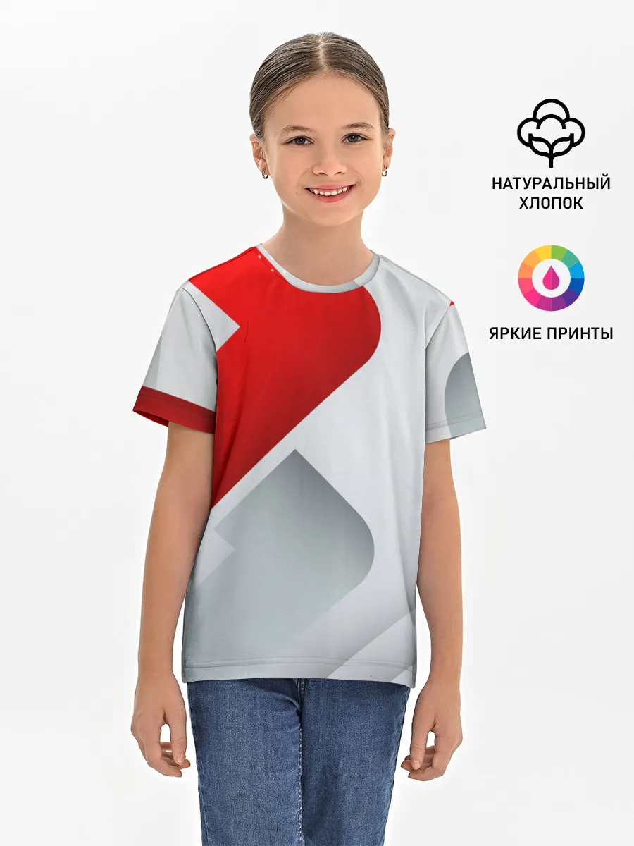 Детская базовая футболка / 3D SPORT STYLE RED / WHITE