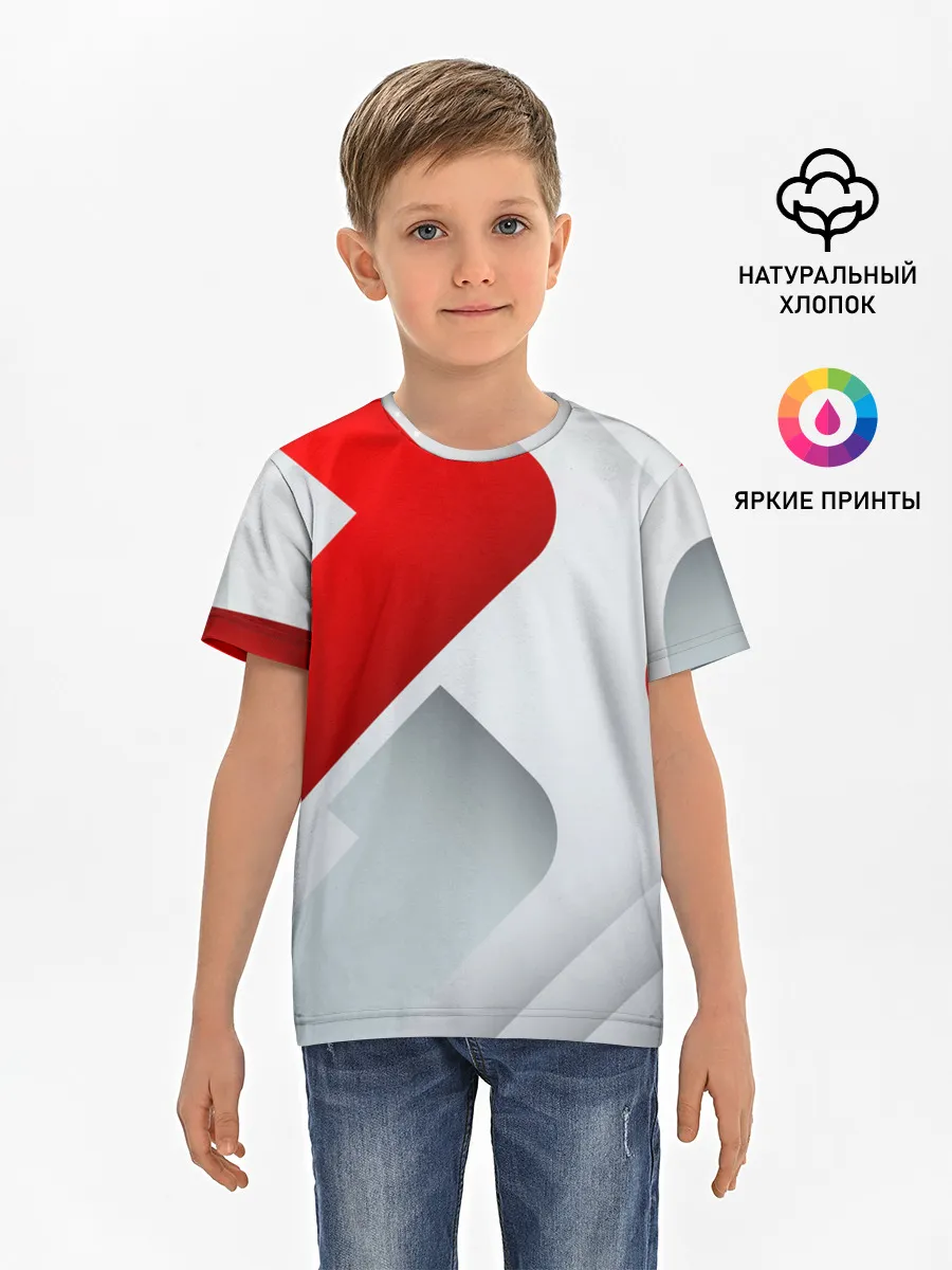 Детская базовая футболка / 3D SPORT STYLE RED / WHITE