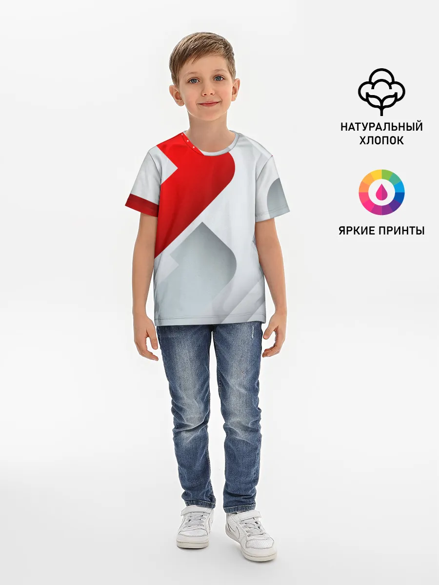 Детская базовая футболка / 3D SPORT STYLE RED / WHITE