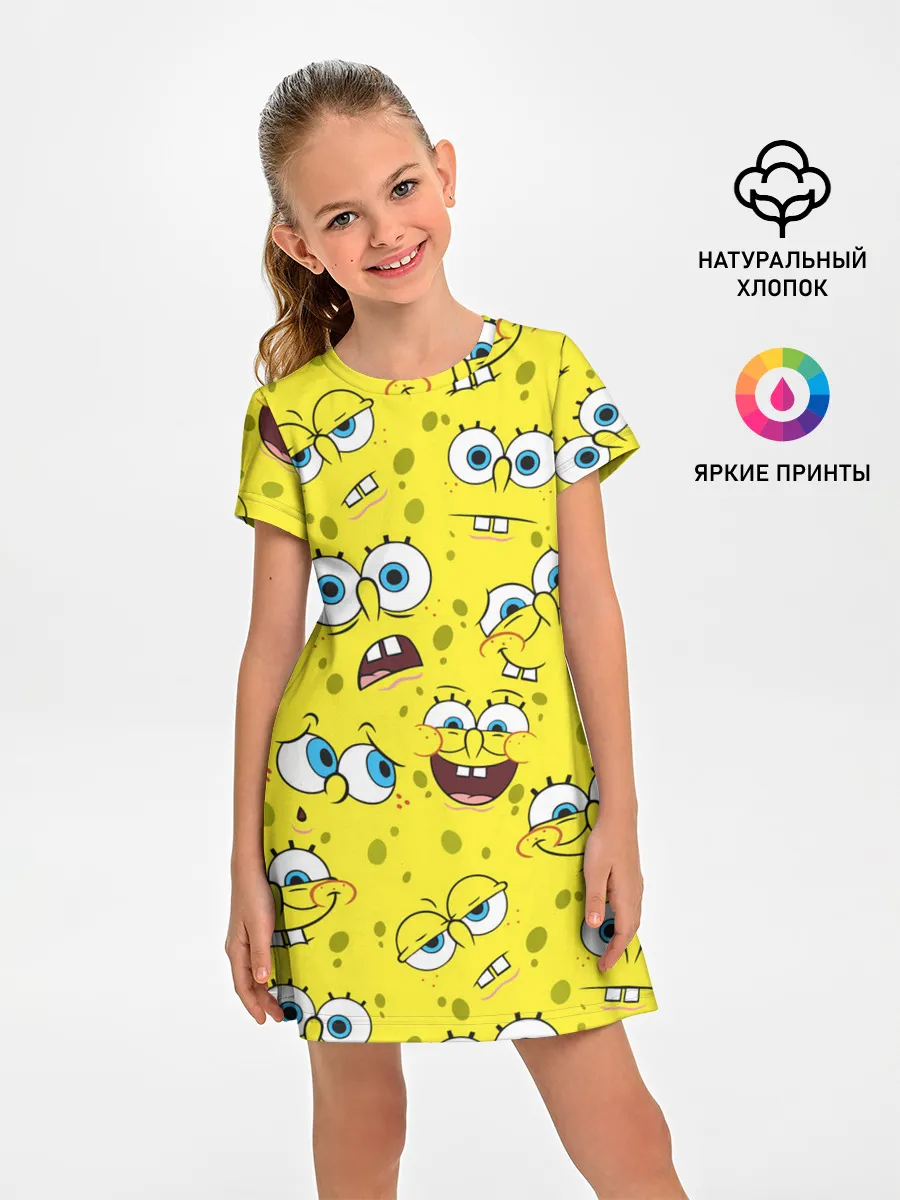 Детское платье / Губка Боб / SpongeBob pattern