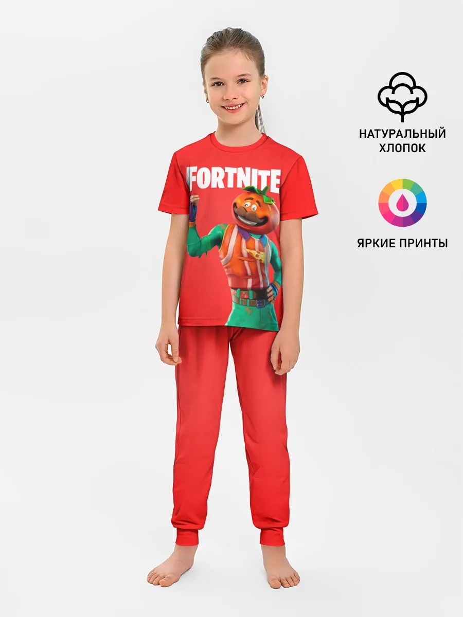 Детская пижама с брюками / Fortnite (Tomato)