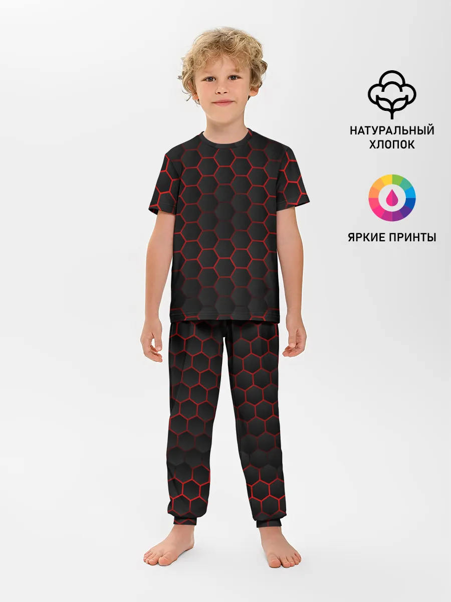 Детская пижама с брюками / 3D black & red