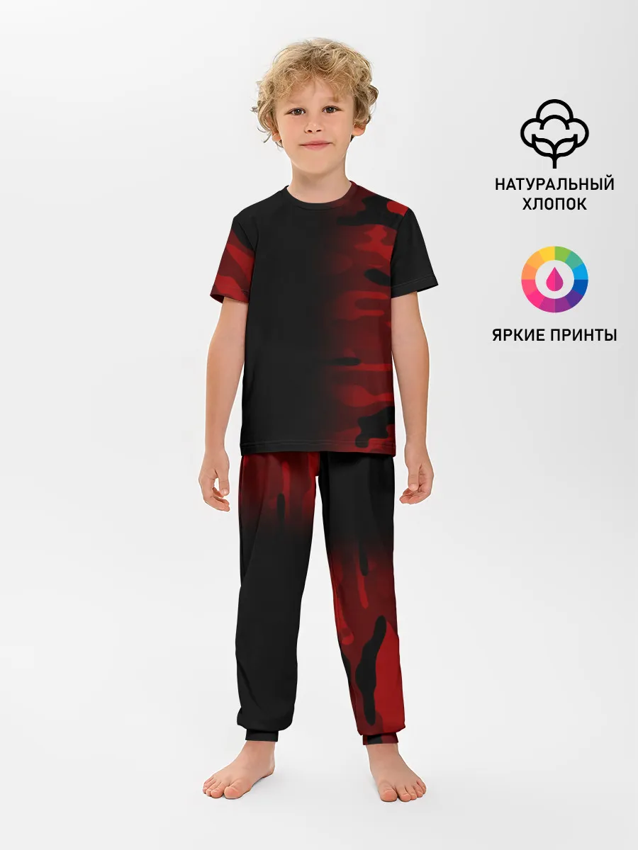 Детская пижама с брюками / RED BLACK MILITARY CAMO | КРАСНЫЙ КАМУФЛЯЖ