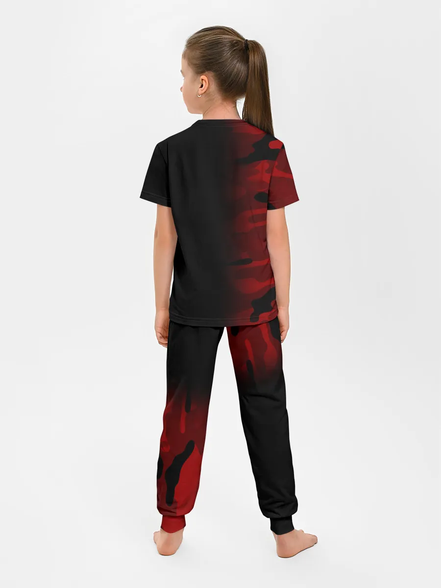 Детская пижама с брюками / RED BLACK MILITARY CAMO | КРАСНЫЙ КАМУФЛЯЖ