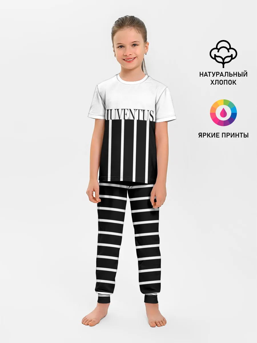 Детская пижама с брюками / Juventus | Tee Black and White (2021/22)