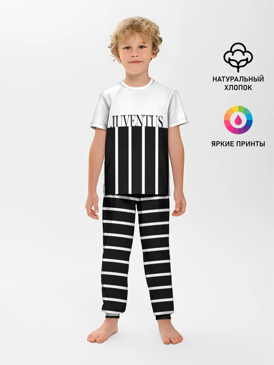 Детская пижама с брюками / Juventus | Tee Black and White (2021/22)