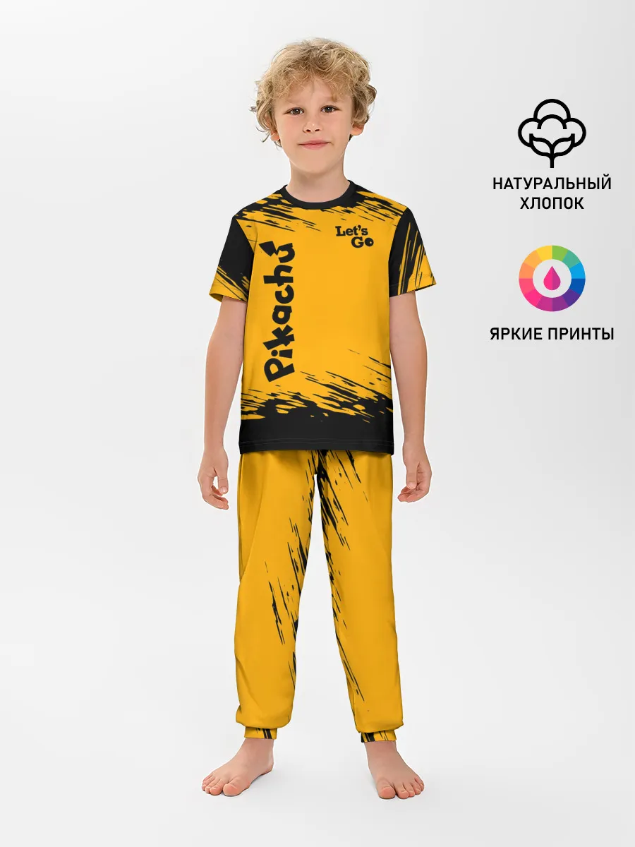 Детская пижама с брюками / Pikachu black&yellow