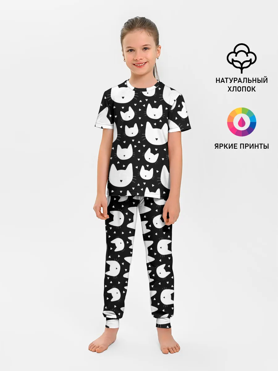 Детская пижама с брюками / Love Cats Pattern