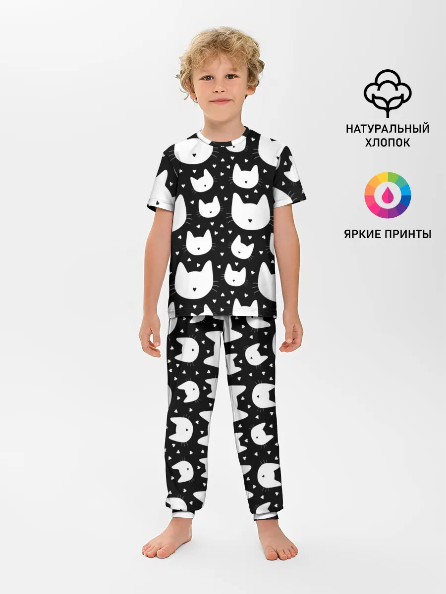 Детская пижама с брюками / Love Cats Pattern