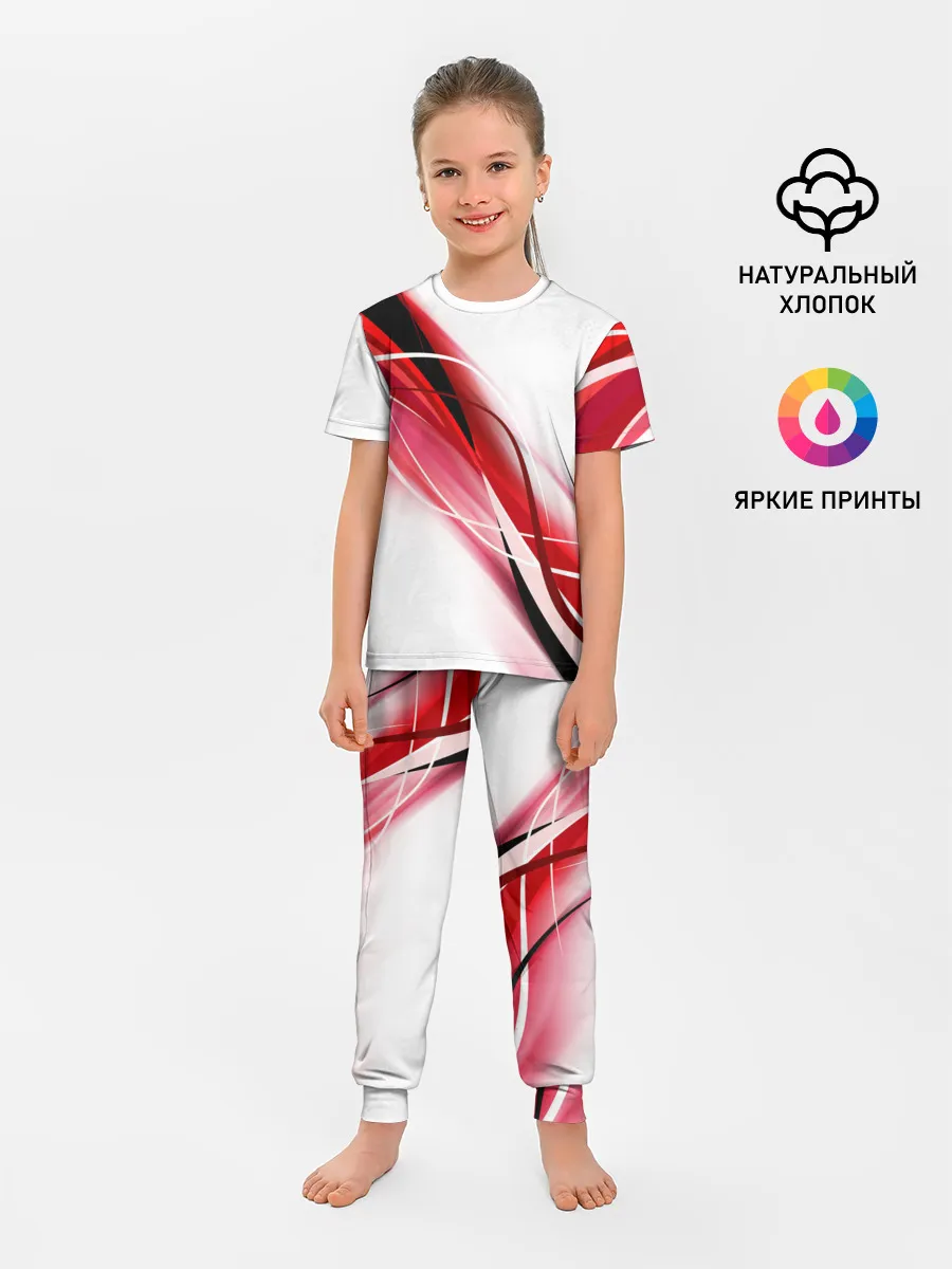 Детская пижама с брюками / GEOMETRY STRIPES RED