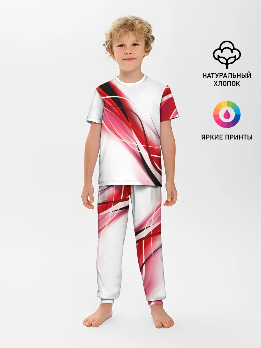 Детская пижама с брюками / GEOMETRY STRIPES RED