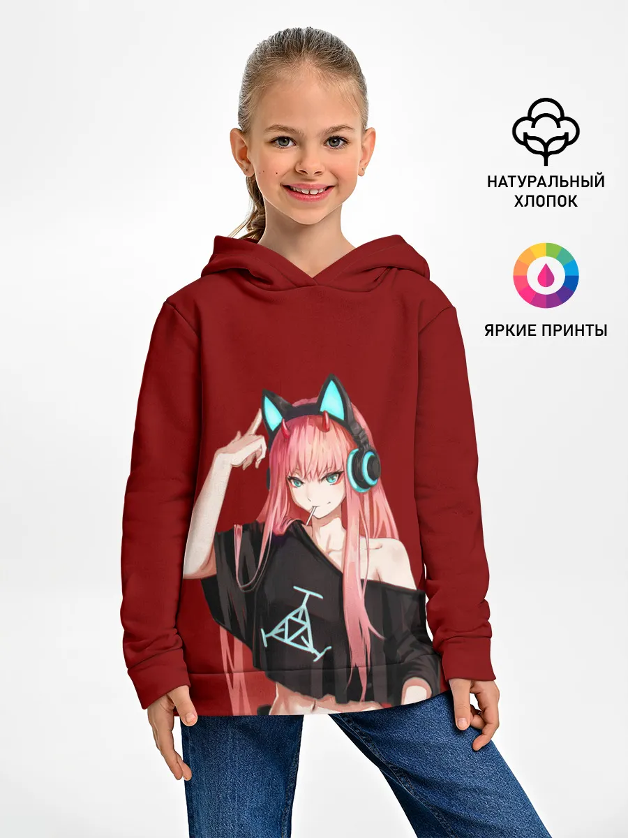 Детское худи / Zero Two в наушниках