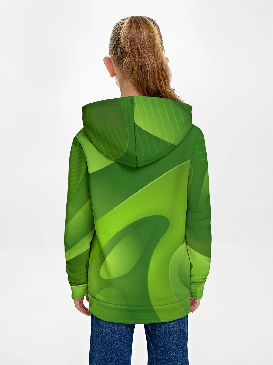 Детское худи / 3d Green abstract