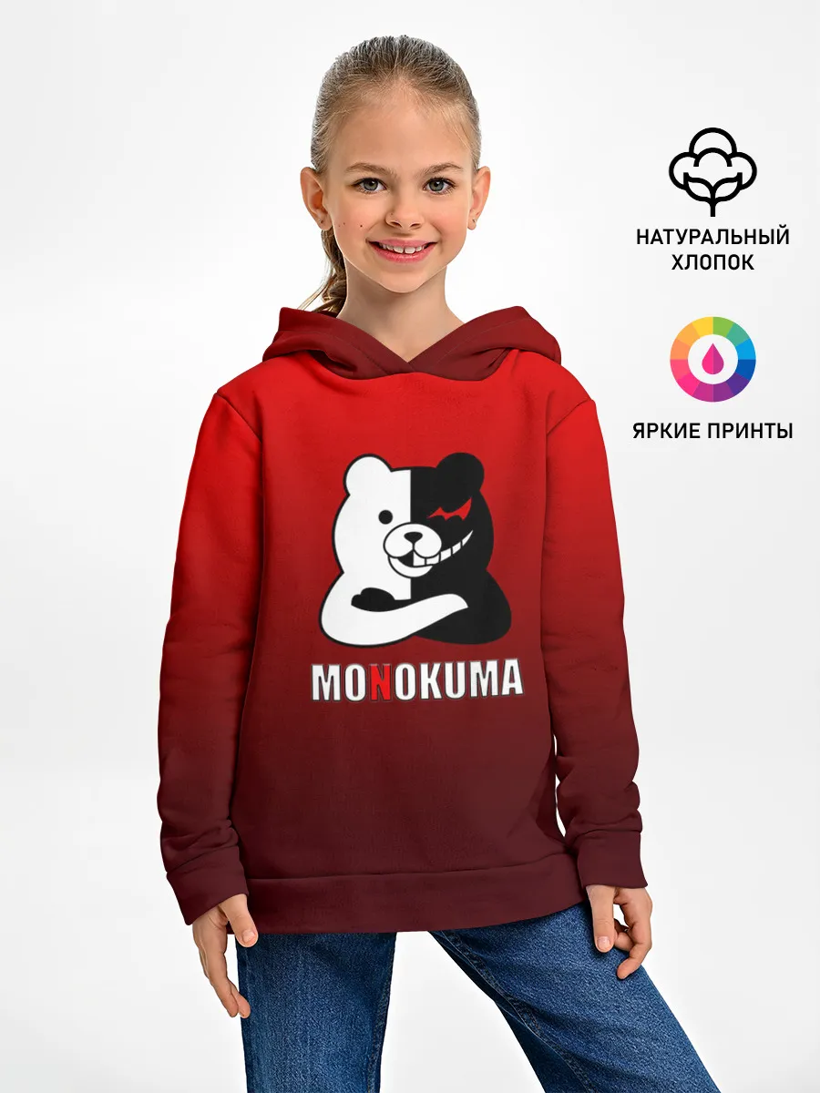 Детское худи / monokuma на красном градиенте