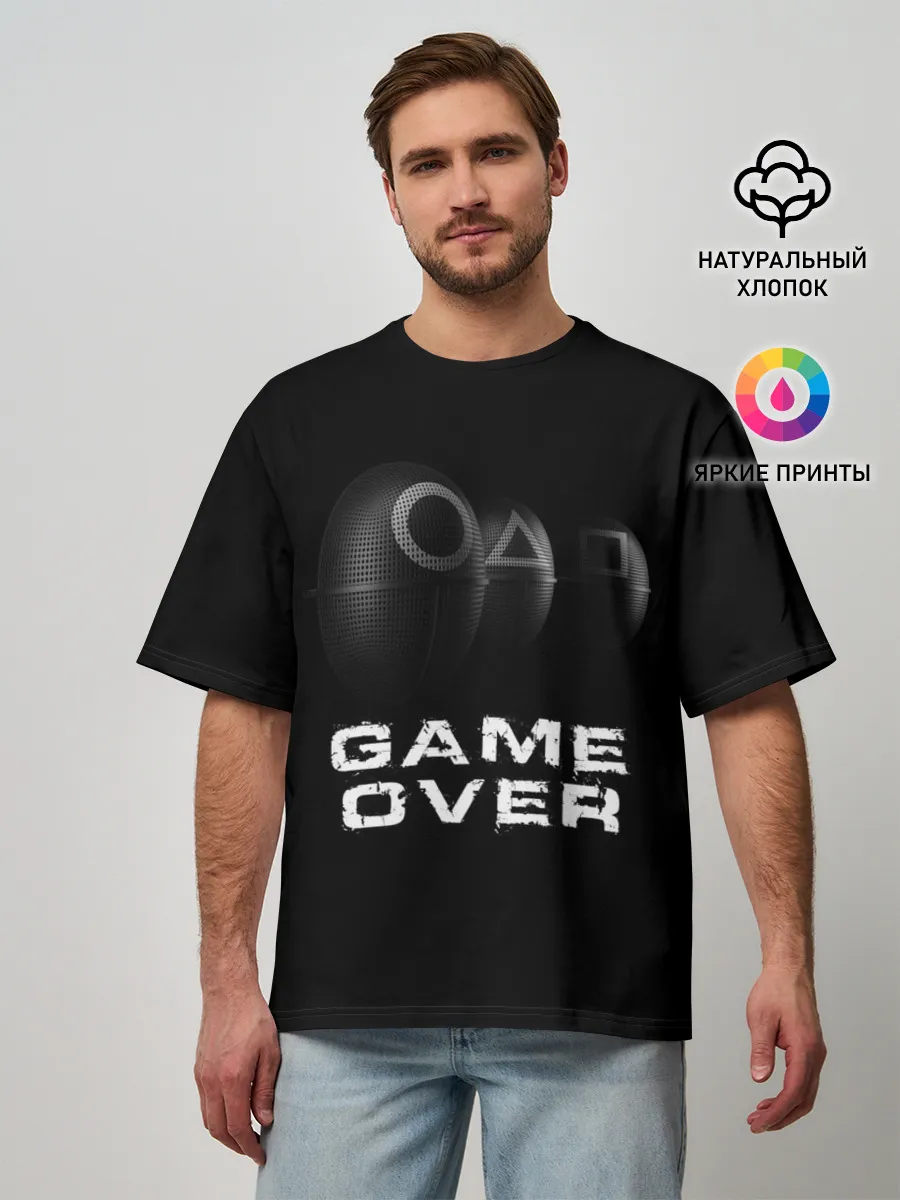 Мужская футболка оверсайз / ИГРА В КАЛЬМАРА GAME OVER