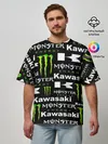 Мужская футболка оверсайз / KAWASAKI X MONSTER ENERGY