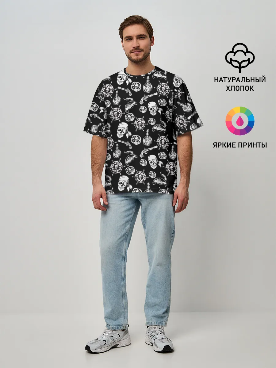 Мужская футболка оверсайз / Pirates Pattern