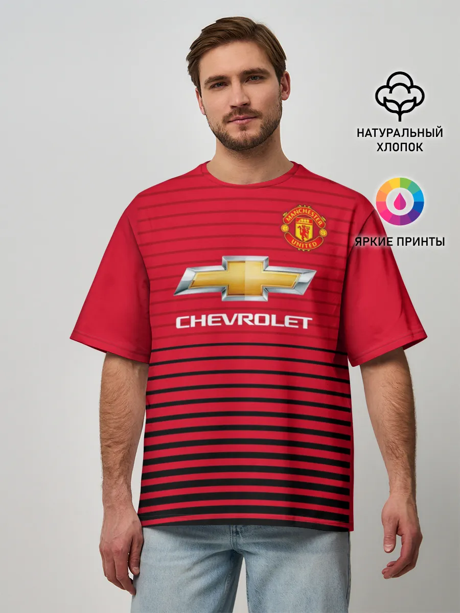 Мужская футболка оверсайз / Man United Форма Home 18/19