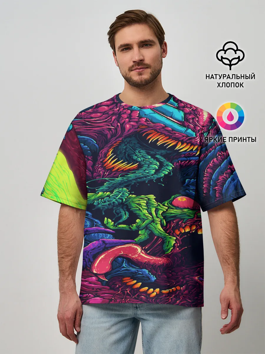 Мужская футболка оверсайз / CS GO hyper beast skin