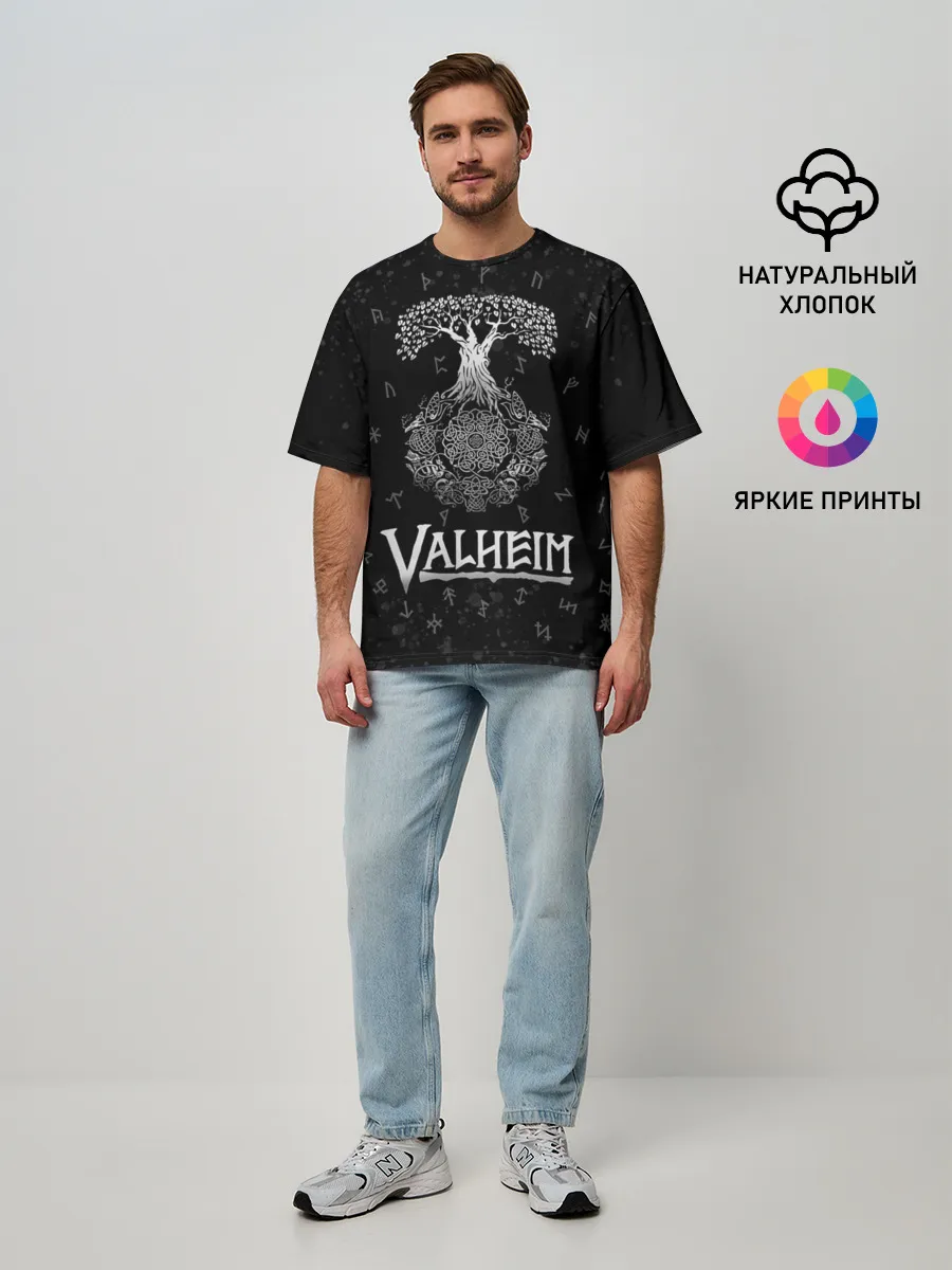 Мужская футболка оверсайз / Valheim | Руны | Иггдрасиль