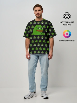 Мужская футболка оверсайз / Frog Pepe