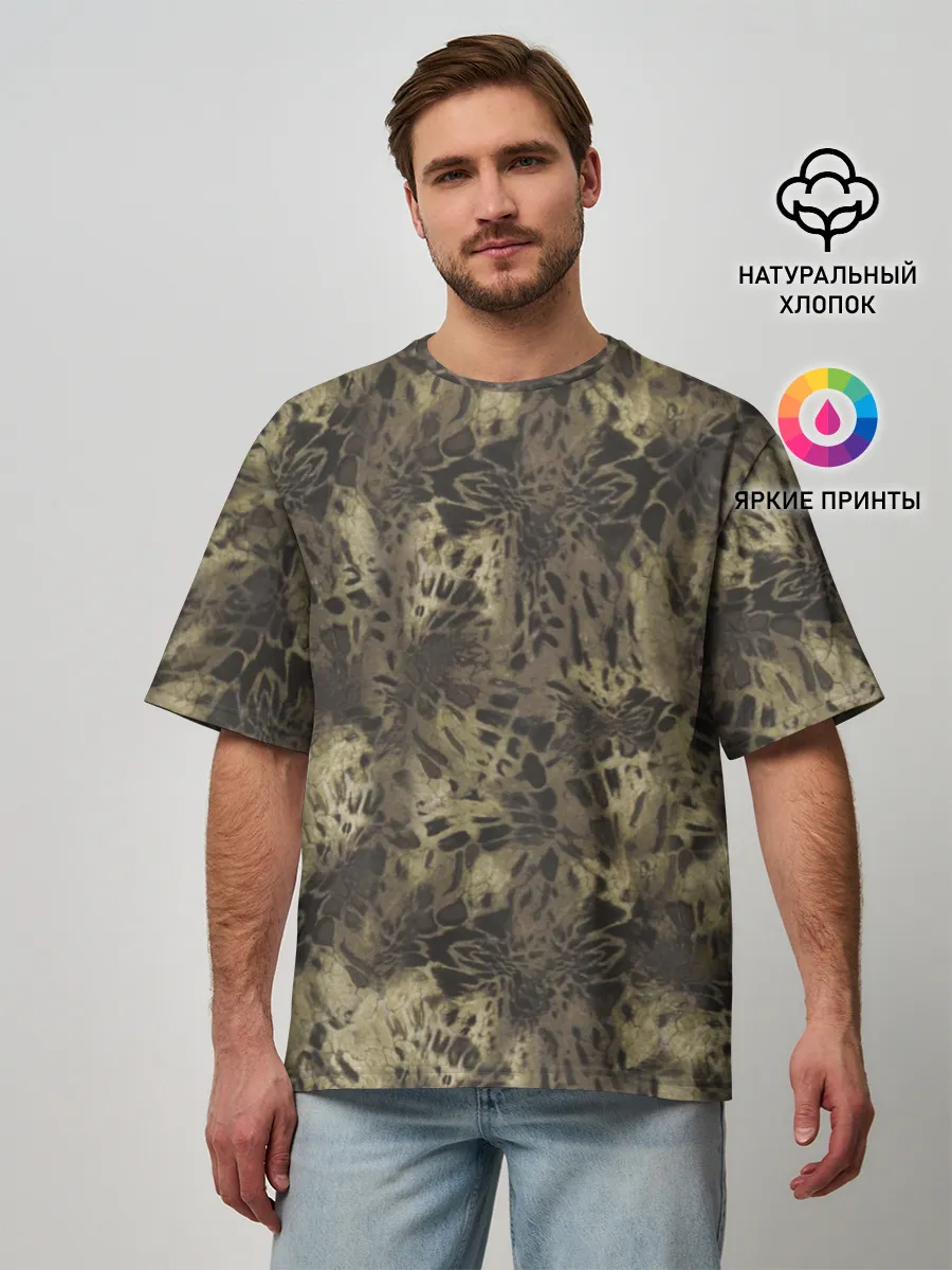 Мужская футболка оверсайз / Камуфляж Prym1 Woodlands Camo