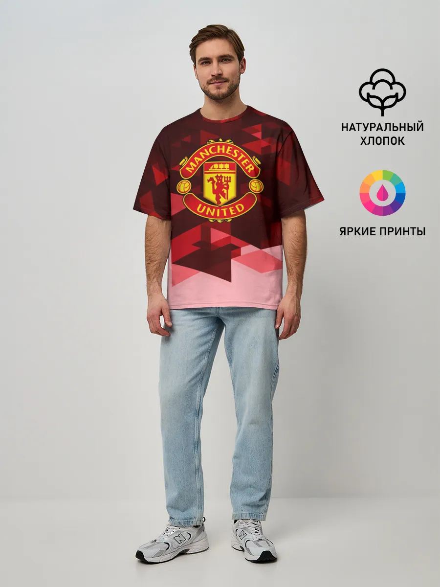 Мужская футболка оверсайз / Manchester United Abstract