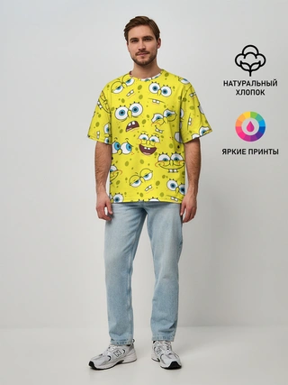 Мужская футболка оверсайз / Губка Боб / SpongeBob pattern