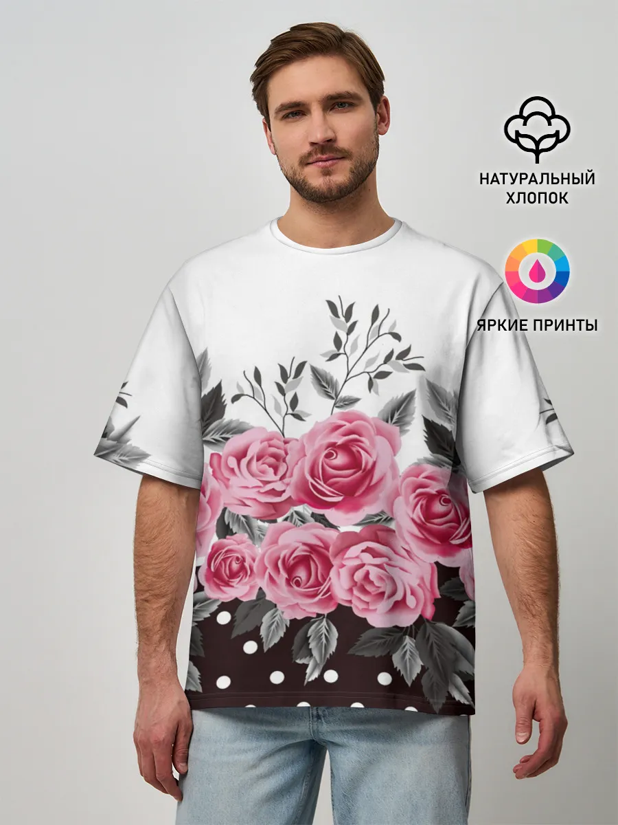 Мужская футболка оверсайз / Rose Trend