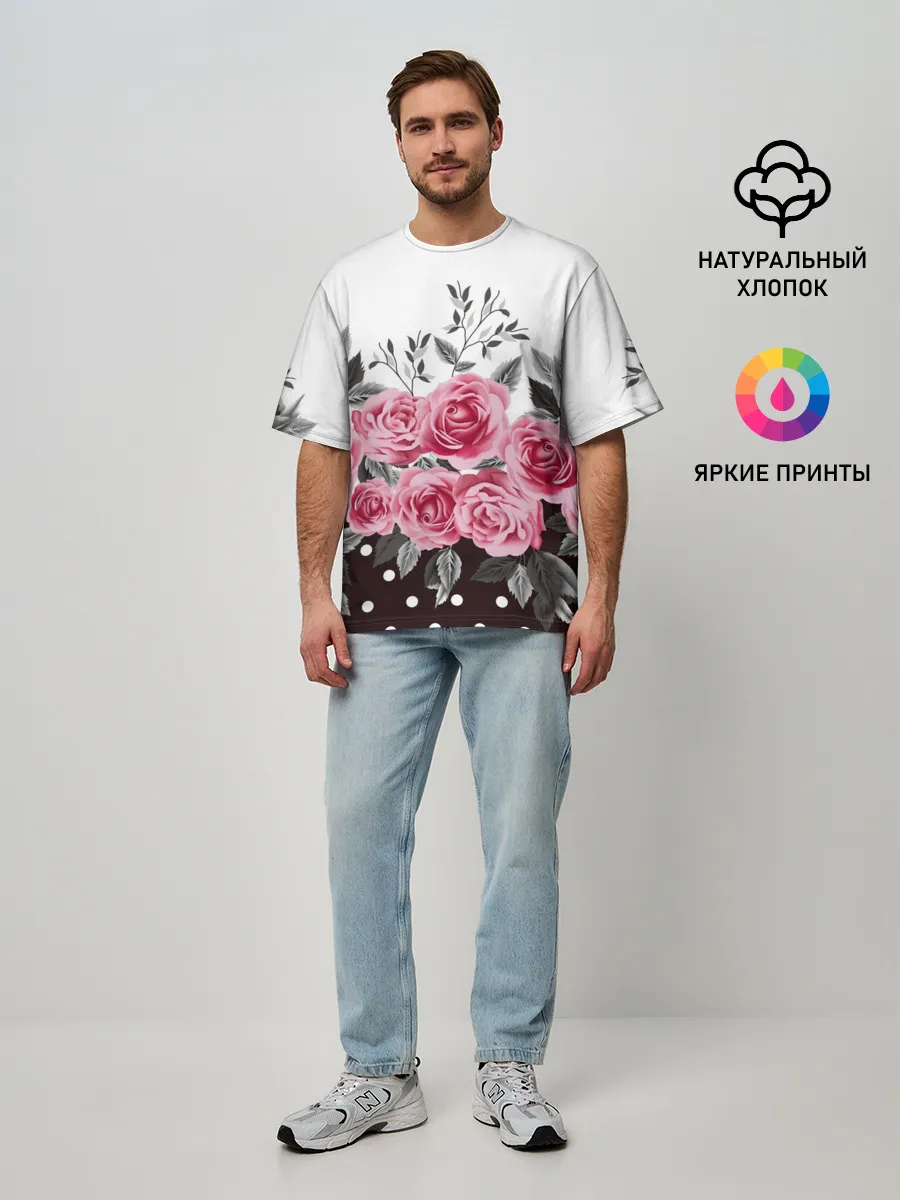 Мужская футболка оверсайз / Rose Trend