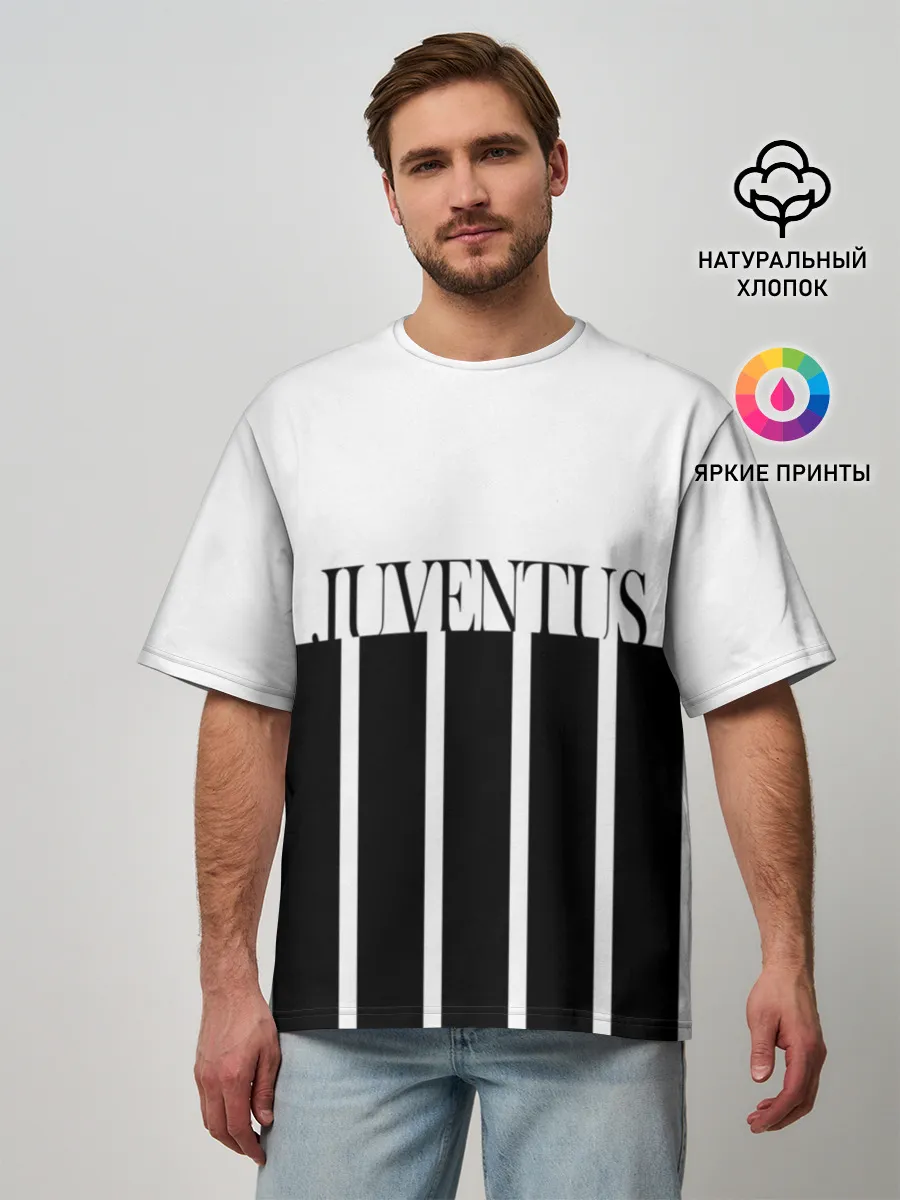 Мужская футболка оверсайз / Juventus | Tee Black and White (2021/22)