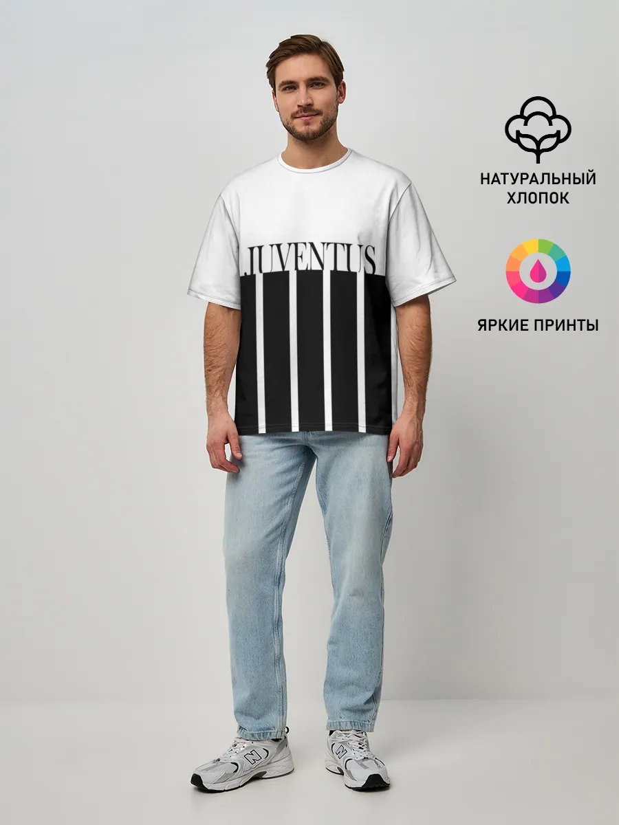 Мужская футболка оверсайз / Juventus | Tee Black and White (2021/22)