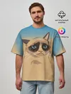 Мужская футболка оверсайз / Grumpy cat ART