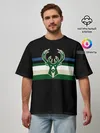 Мужская футболка оверсайз / Milwaukee Bucks форма. Statement Edition