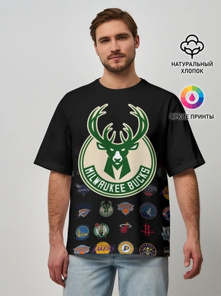 Мужская футболка оверсайз / Milwaukee Bucks (3)