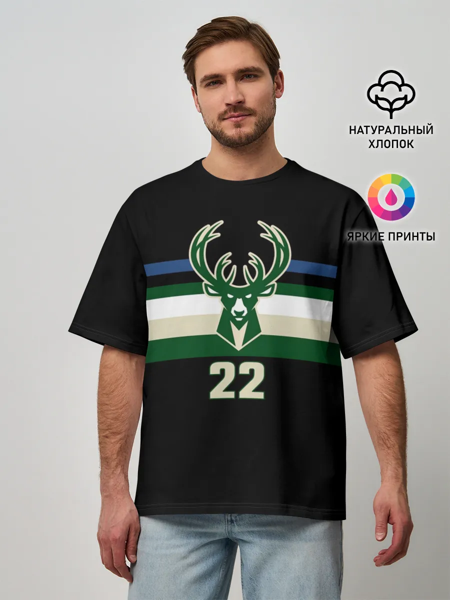 Мужская футболка оверсайз / Milwaukee Bucks форма. Крис Миддлтон