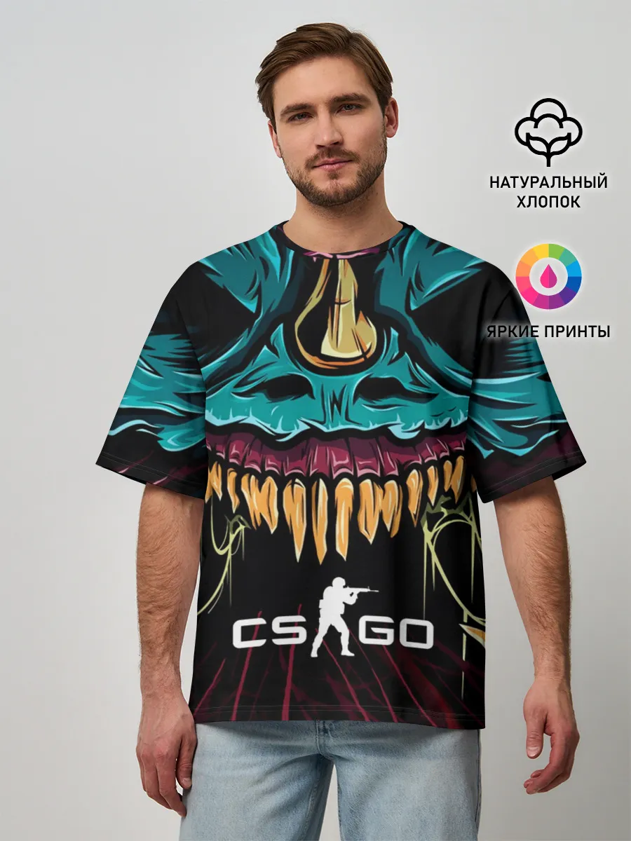 Мужская футболка оверсайз / CS GO hyper beast skin