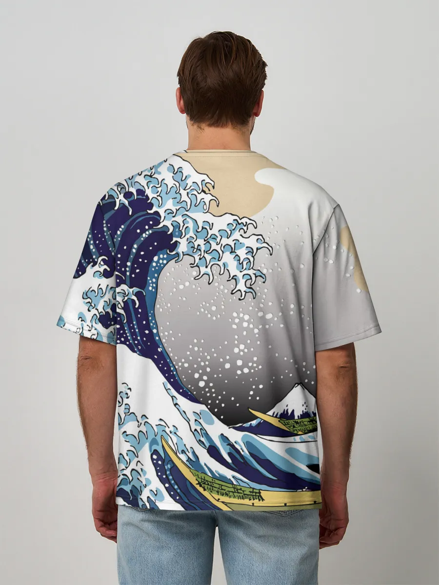 Мужская футболка оверсайз / The great wave off kanagawa