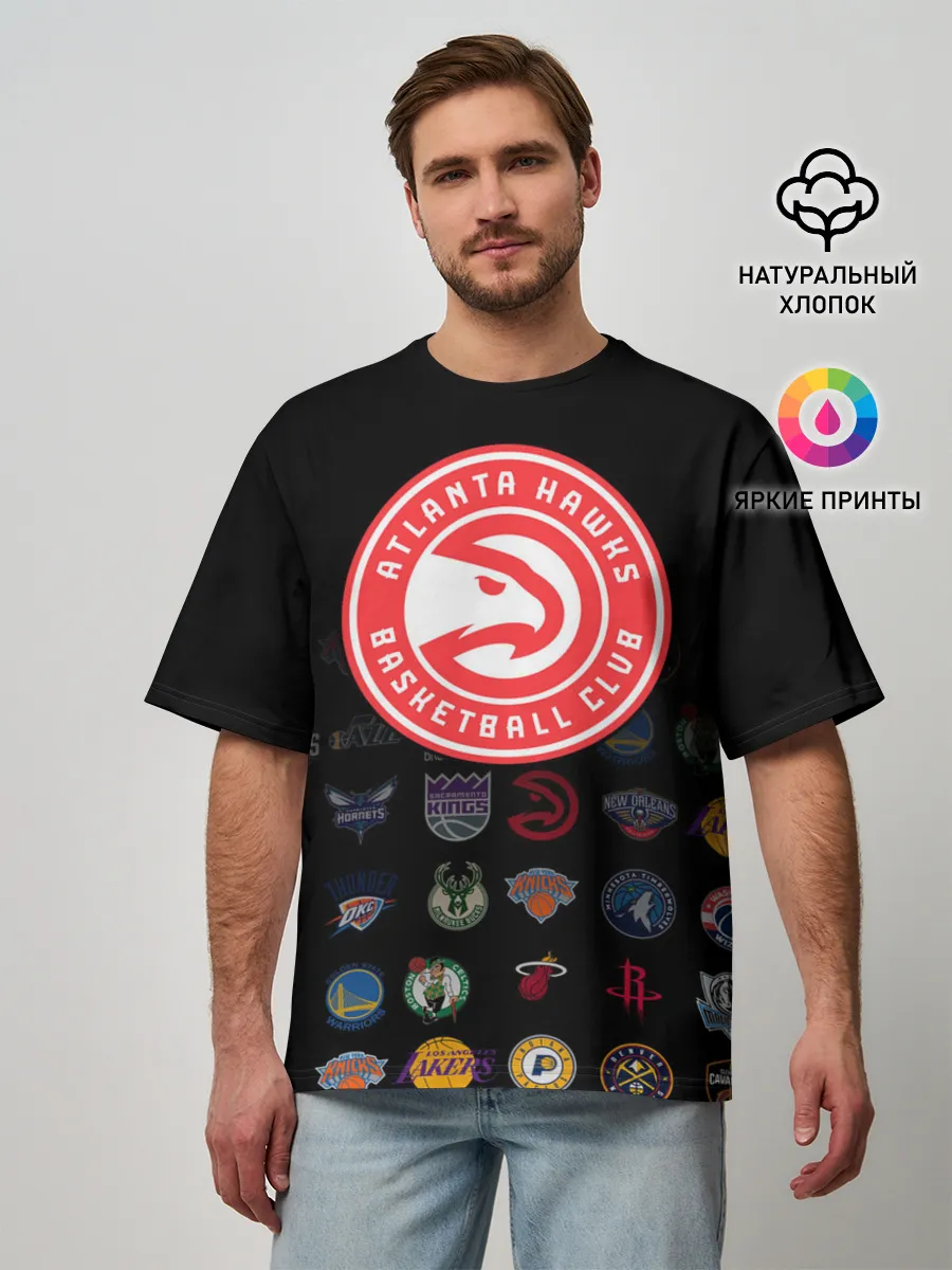 Мужская футболка оверсайз / Atlanta Hawks (1)