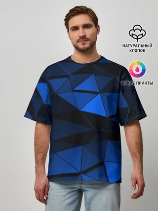 Мужская футболка оверсайз / Blue abstraction collection