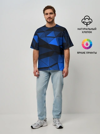 Мужская футболка оверсайз / Blue abstraction collection