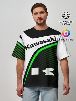 Мужская футболка оверсайз / KAWASAKI / КАВАСАКИ / SPORT