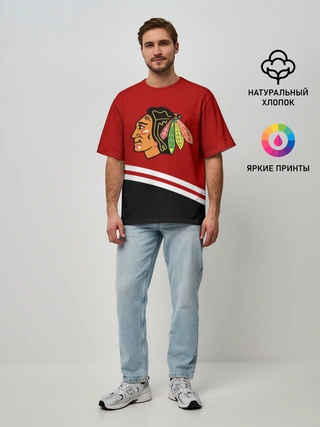 Мужская футболка оверсайз / Chicago Blackhawks, NHL