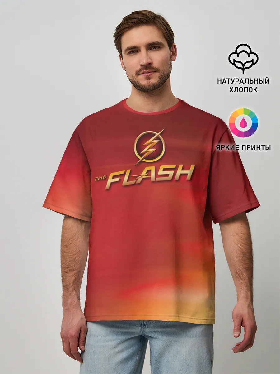 Мужская футболка оверсайз / The Flash Logo Pattern