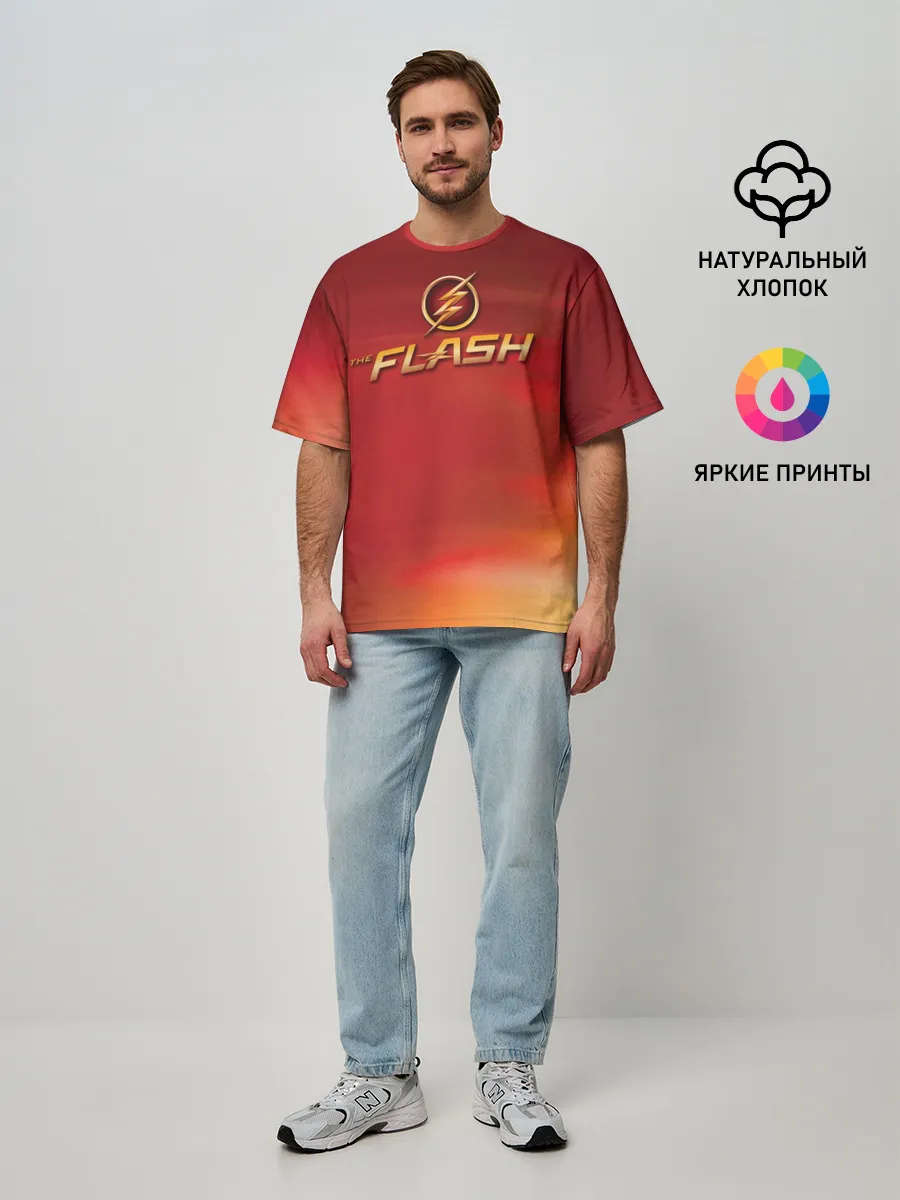 Мужская футболка оверсайз / The Flash Logo Pattern